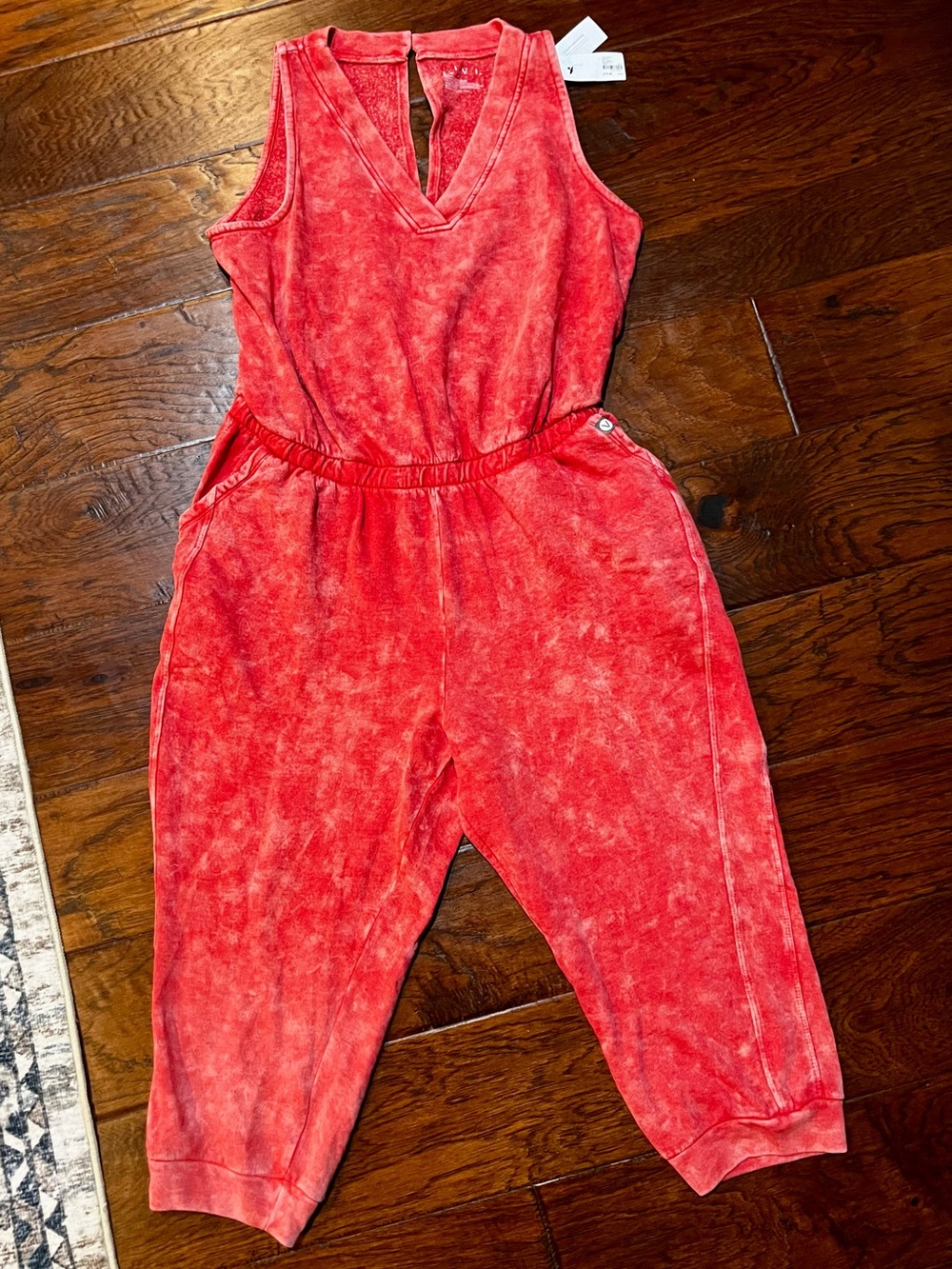NWT Lane Bryant LIVI Mineral Wash Jumpsuit Red 14/16